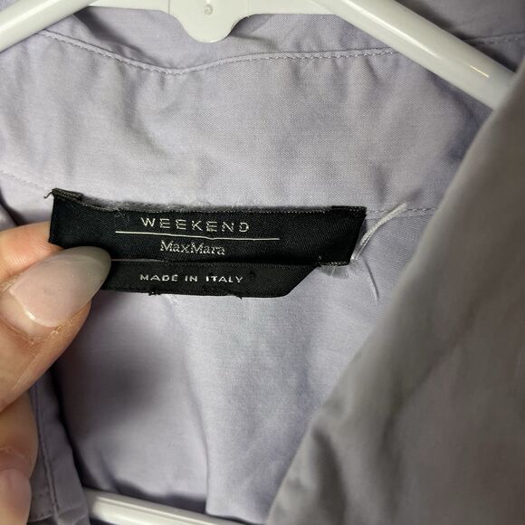 MaxMara Weekend Womens Medium Cotton Button Front Collared Shirt Blouse Purple - Picture 3 of 6